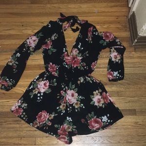 floral, long sleeve romper